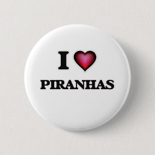 Badge Rond 5 Cm J'aime des piranhas