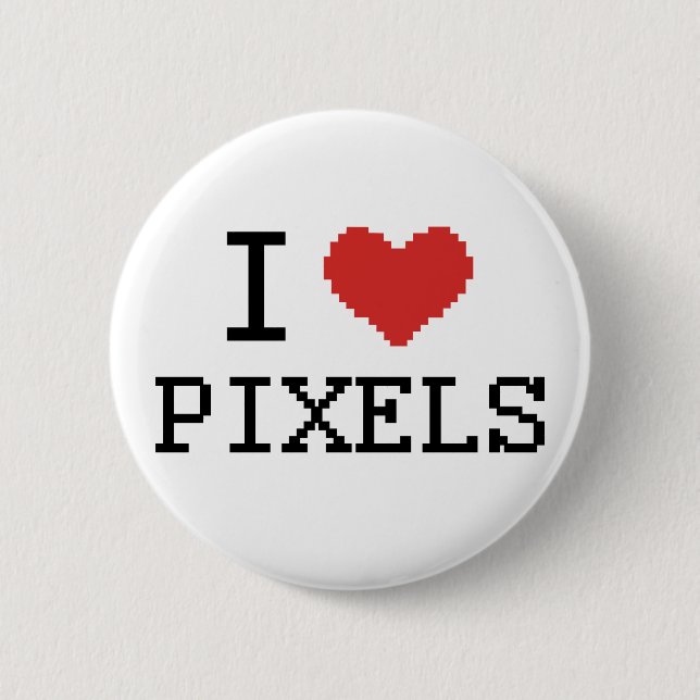 Badge Rond 5 Cm J'aime des pixels de coeur des pixels/I (Devant)