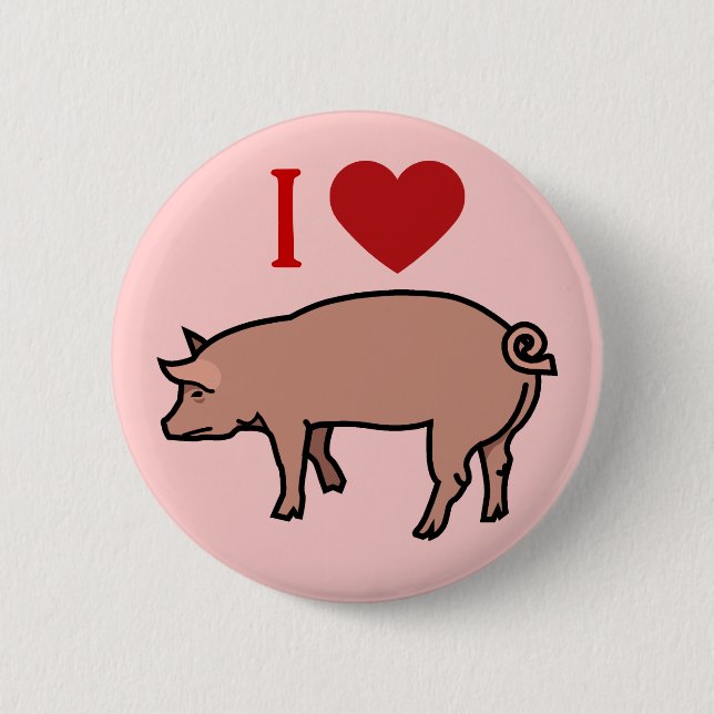BADGE ROND 5 CM J'AIME DES PORCS (Devant)
