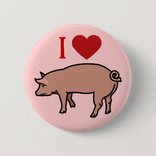 BADGE ROND 5 CM J'AIME DES PORCS