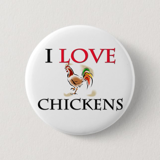 Badge Rond 5 Cm J'aime des poulets (Devant)