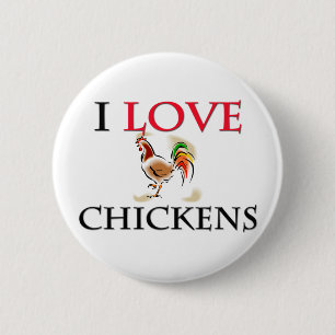 Badge Rond 5 Cm J'aime des poulets