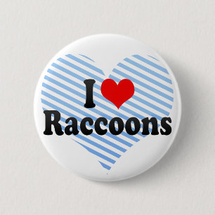 Badge Rond 5 Cm J'aime des ratons laveurs