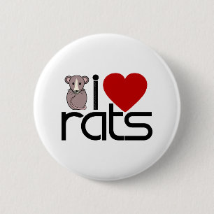 Badge Rond 5 Cm J'aime des rats