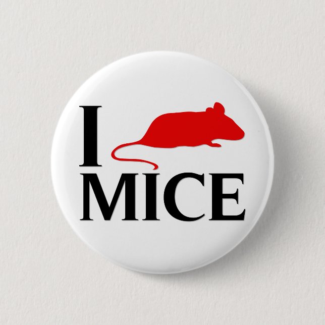 Badge Rond 5 Cm J'aime des souris (Devant)