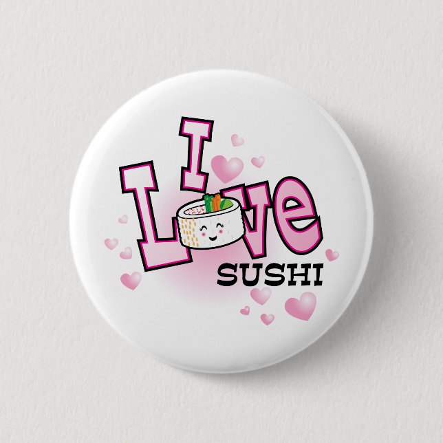 Badge Rond 5 Cm J'aime des sushi (Devant)
