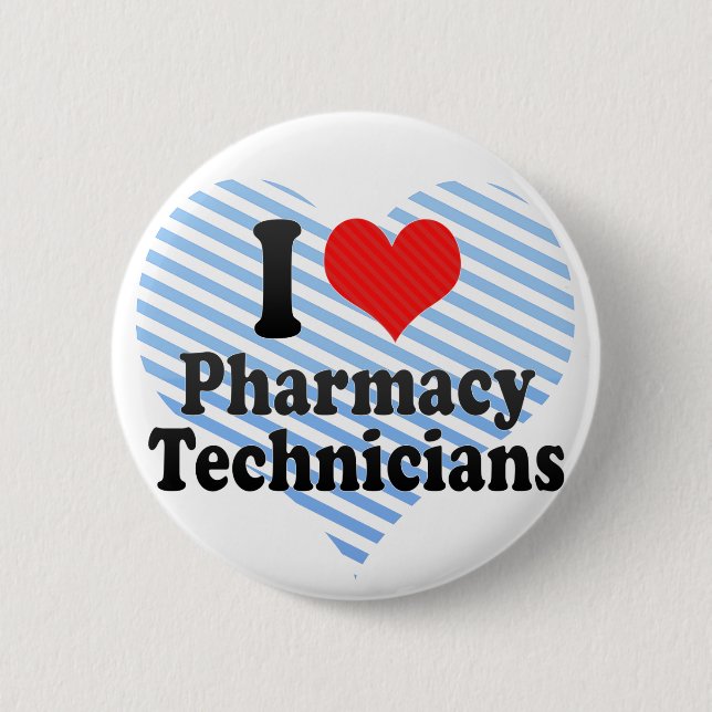 Badge Rond 5 Cm J'aime des techniciens de pharmacie (Devant)