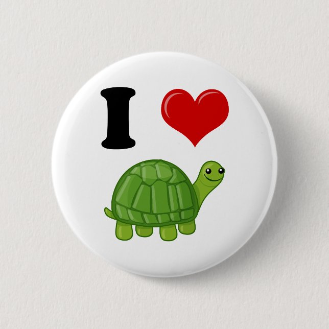Badge Rond 5 Cm J'aime des tortues (Devant)