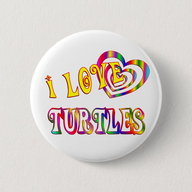 BADGE ROND 5 CM J'AIME DES TORTUES (Devant)