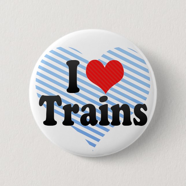 Badge Rond 5 Cm J'aime des trains (Devant)