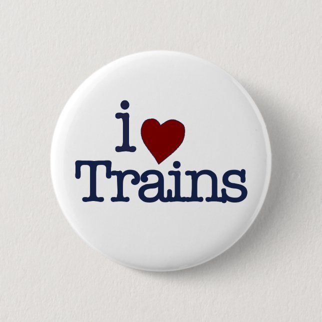 Badge Rond 5 Cm J'aime des trains (Devant)