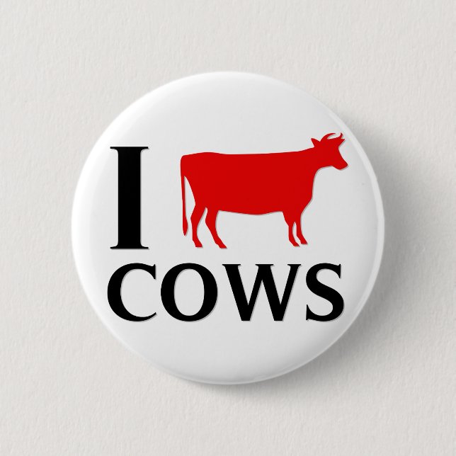 Badge Rond 5 Cm J'aime des vaches (Devant)