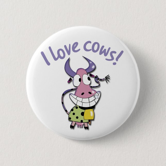 Badge Rond 5 Cm J'aime des vaches ! (Devant)