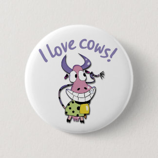 Badge Rond 5 Cm J'aime des vaches !