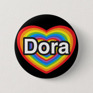 Badge Rond 5 Cm J'aime Dora. Je t'aime Dora. Coeur