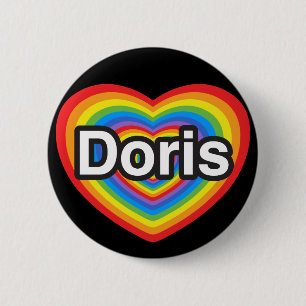 Badge Rond 5 Cm J'aime Doris. Je t'aime Doris. Coeur