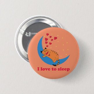 Badge Rond 5 Cm J'aime dormir gros chat paresseux mignon