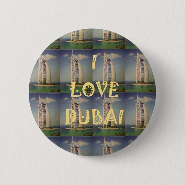 Badge Rond 5 Cm J'aime Dubaï (Devant)
