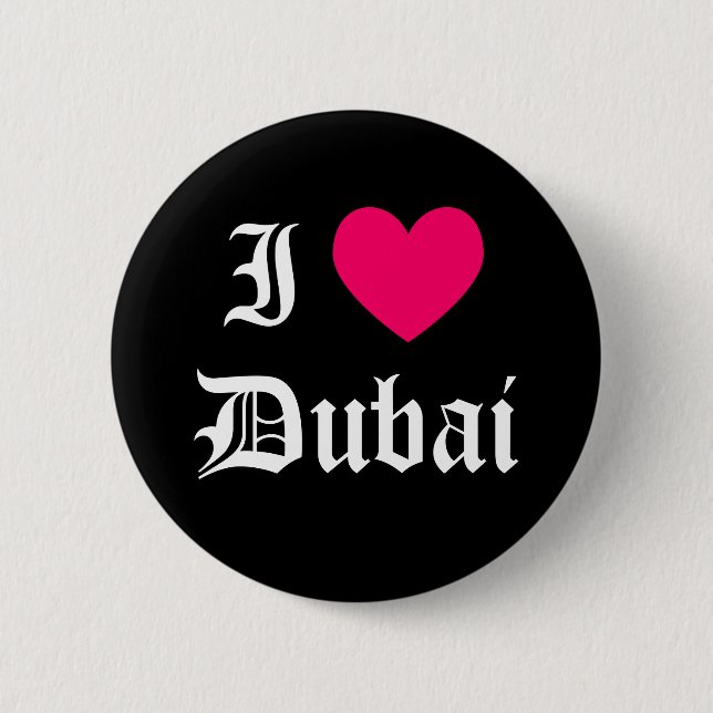 Badge Rond 5 Cm J'aime Dubaï (Devant)