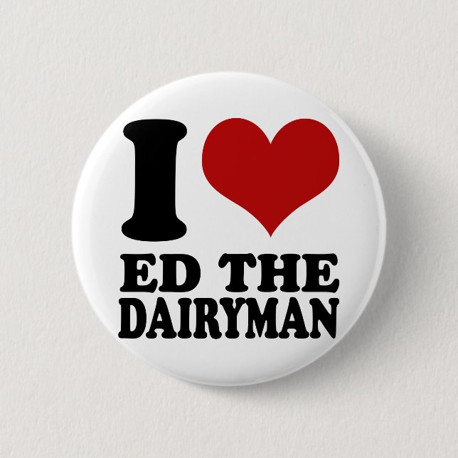 Badge Rond 5 Cm J'aime Ed le bouton de laitier (Devant)