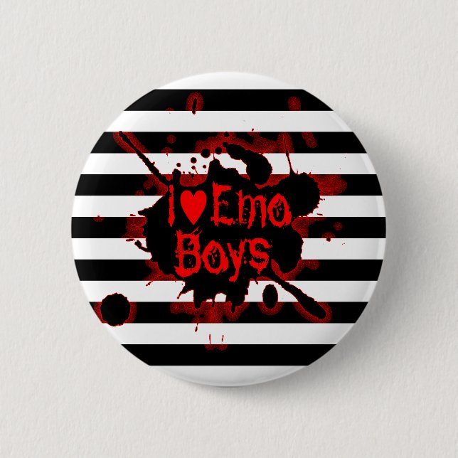 Badge Rond 5 Cm J'aime Emo Boys (Devant)