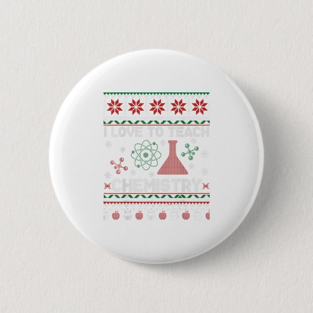 Badge Rond 5 Cm J'Aime Enseigner La Chimie Cadeau De Noël (Devant)