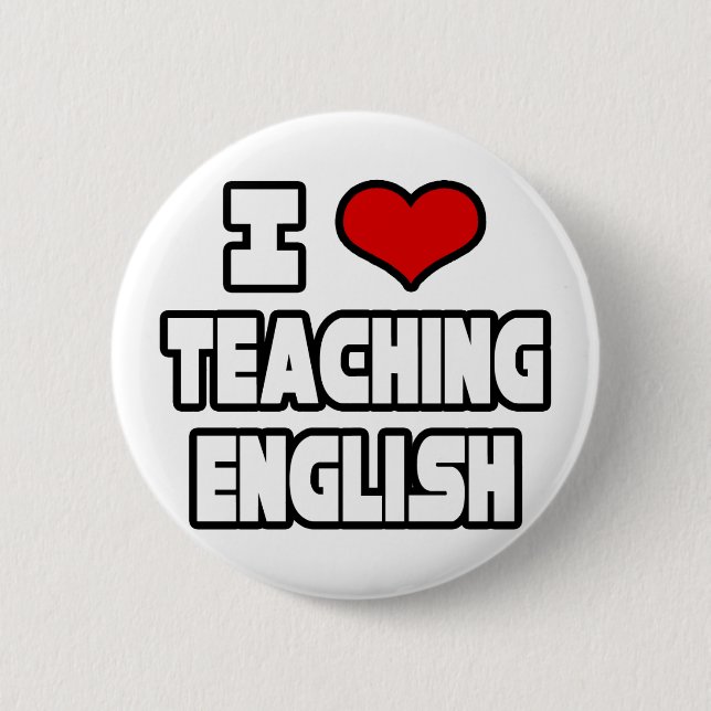 Badge Rond 5 Cm J'aime enseigner l'anglais (Devant)