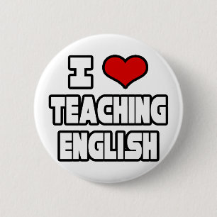 Badge Rond 5 Cm J'aime enseigner l'anglais