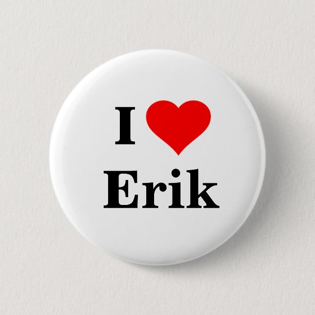 Badge Rond 5 Cm J'aime Erik Button (Devant)