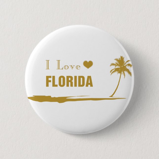 Badge Rond 5 Cm J'aime Florida Gold (Devant)