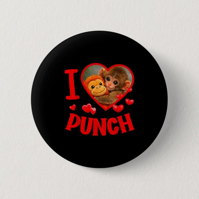 Badge Rond 5 Cm J'aime frapper mignon bébé singe coup de poing  (Devant)