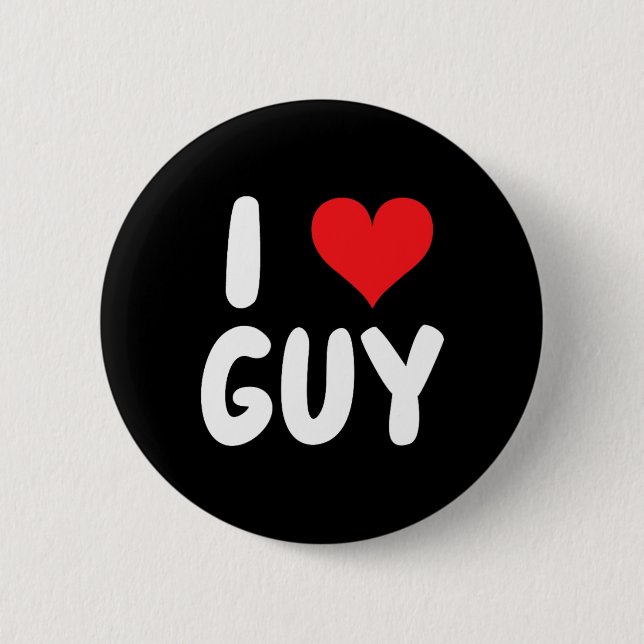 Badge Rond 5 Cm J'aime Guy - Cœur - Nom  (Devant)