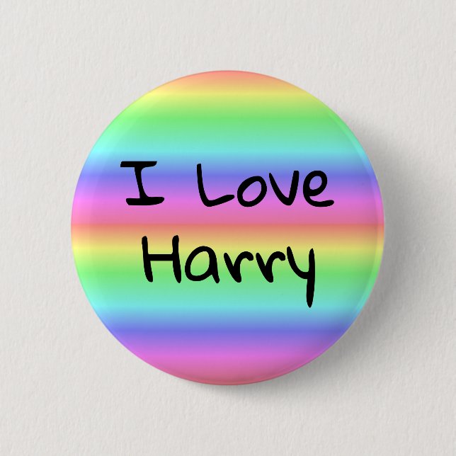 Badge Rond 5 Cm J'aime Harry Rainbow Pride bouton (Devant)