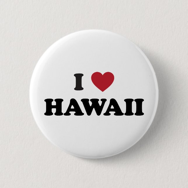 Badge Rond 5 Cm J'aime Hawaï (Devant)