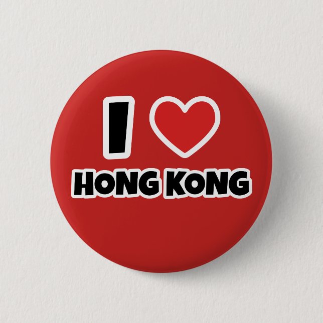 Badge Rond 5 Cm J'aime Hong Kong (Devant)