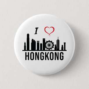 Badge Rond 5 Cm J'aime Hong Kong Skyline Hong Kong South East Asia