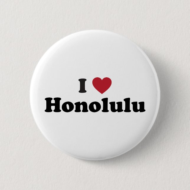 Badge Rond 5 Cm J'aime Honolulu Hawaï (Devant)