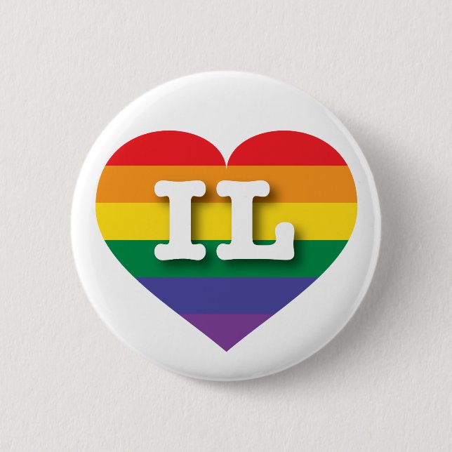 Badge Rond 5 Cm J'aime Illinois Gay pride Rainbow Heart (Devant)