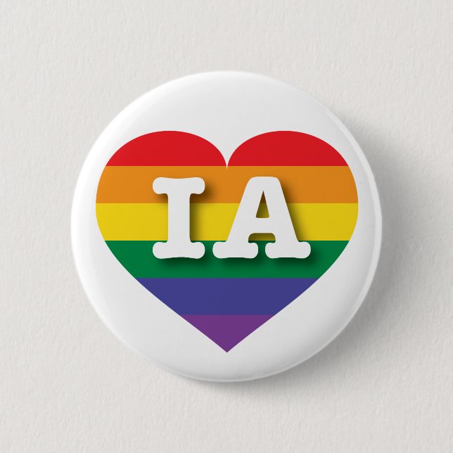 Badge Rond 5 Cm J'aime Iowa Gay pride Rainbow Heart (Devant)