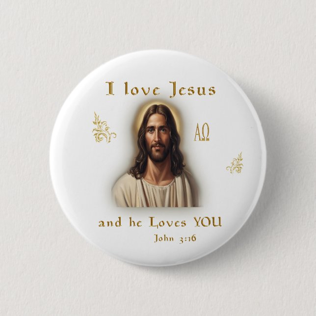 Badge Rond 5 Cm J'aime Jésus (Devant)