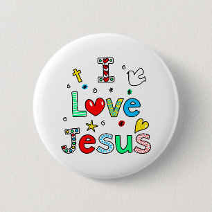 Badge Rond 5 Cm J'aime Jésus