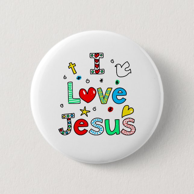 Badge Rond 5 Cm J'aime Jésus (Devant)