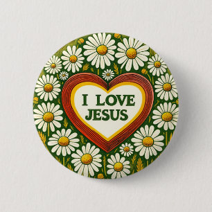 Badge Rond 5 Cm J'aime Jésus et Jésus t'aime