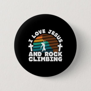 Badge Rond 5 Cm J'aime Jésus et l'escalade de rochers Foi chrétien