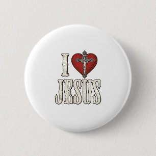 Badge Rond 5 Cm J'aime Jésus gravure vintage conception de t-shirt