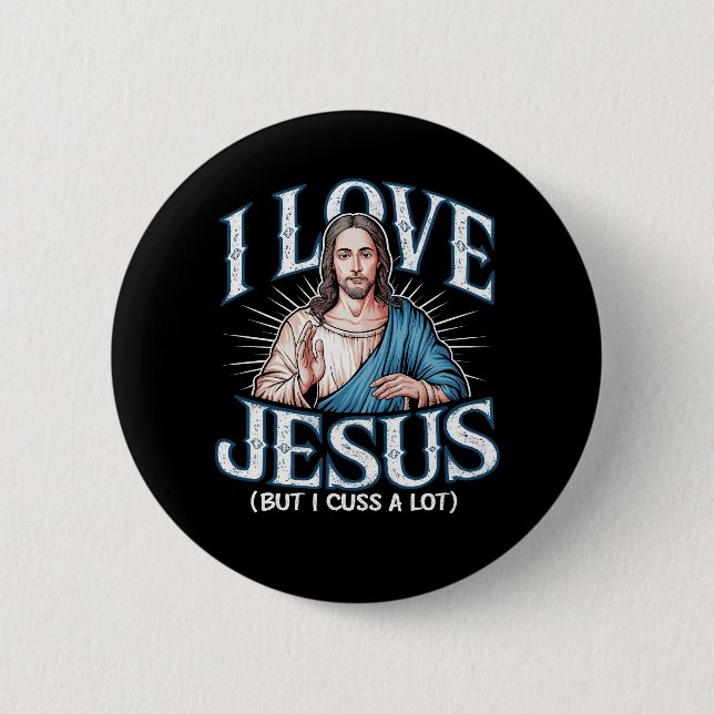 Badge Rond 5 Cm J'Aime Jésus (Mais J'Aime Beaucoup !) (Devant)