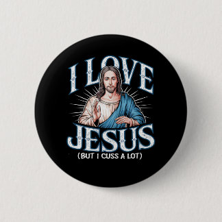 Badge Rond 5 Cm J'Aime Jésus (Mais J'Aime Beaucoup !)