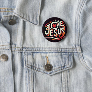 Badge Rond 5 Cm J'aime Jésus rétro chrétien