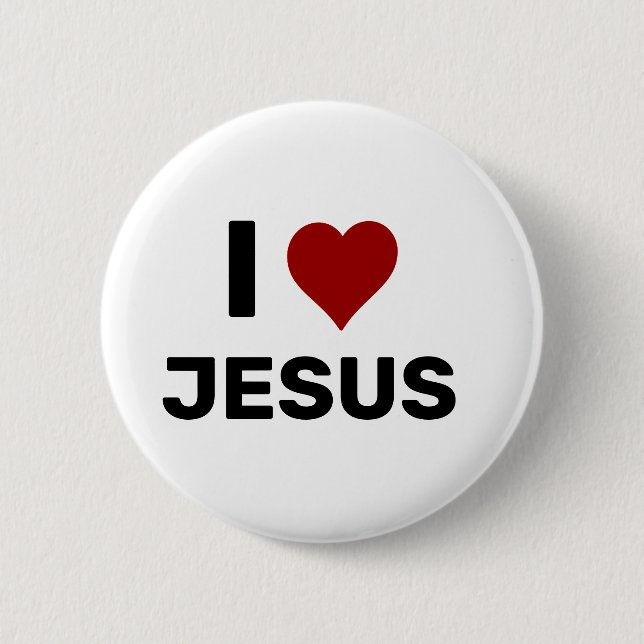 Badge Rond 5 Cm J'aime JésusJ'aime le bouton Jésus (Devant)