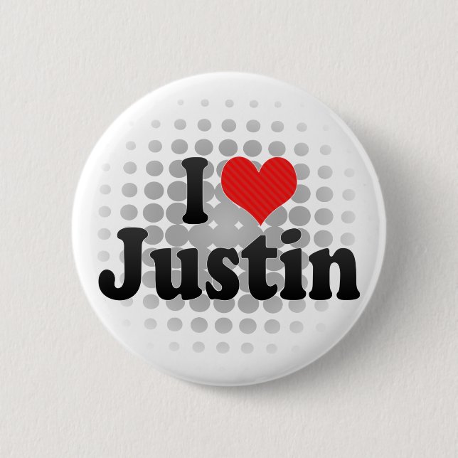 Badge Rond 5 Cm J'aime Justin (Devant)